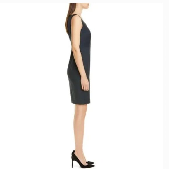 Hugo Boss Digela Dark Emerald Patterned Wool Sheath Dress - Picture 3 of 13